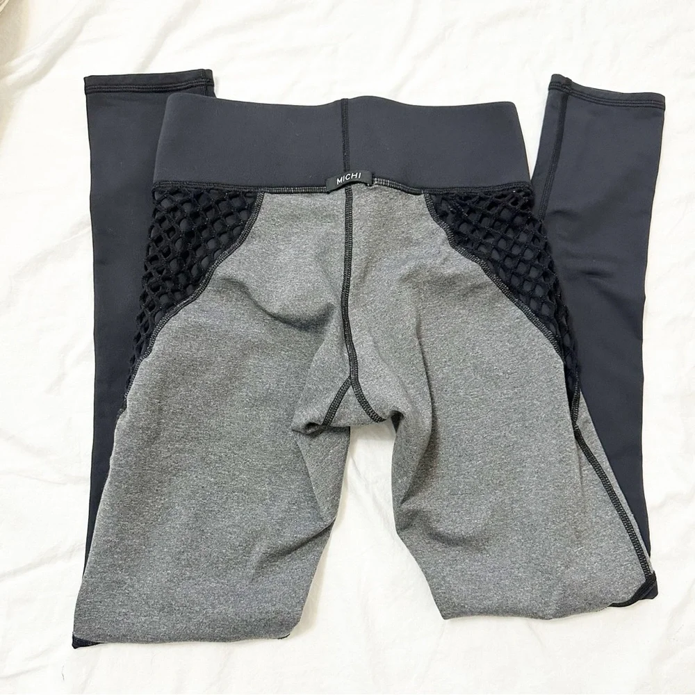 Michi Grey Black Colorblock Net Athletic Leggings Size XS
